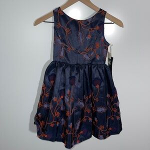Frais from Nordstrom NWT Navy Metallic Sleeveless Embroidered tulle Dress Size 7